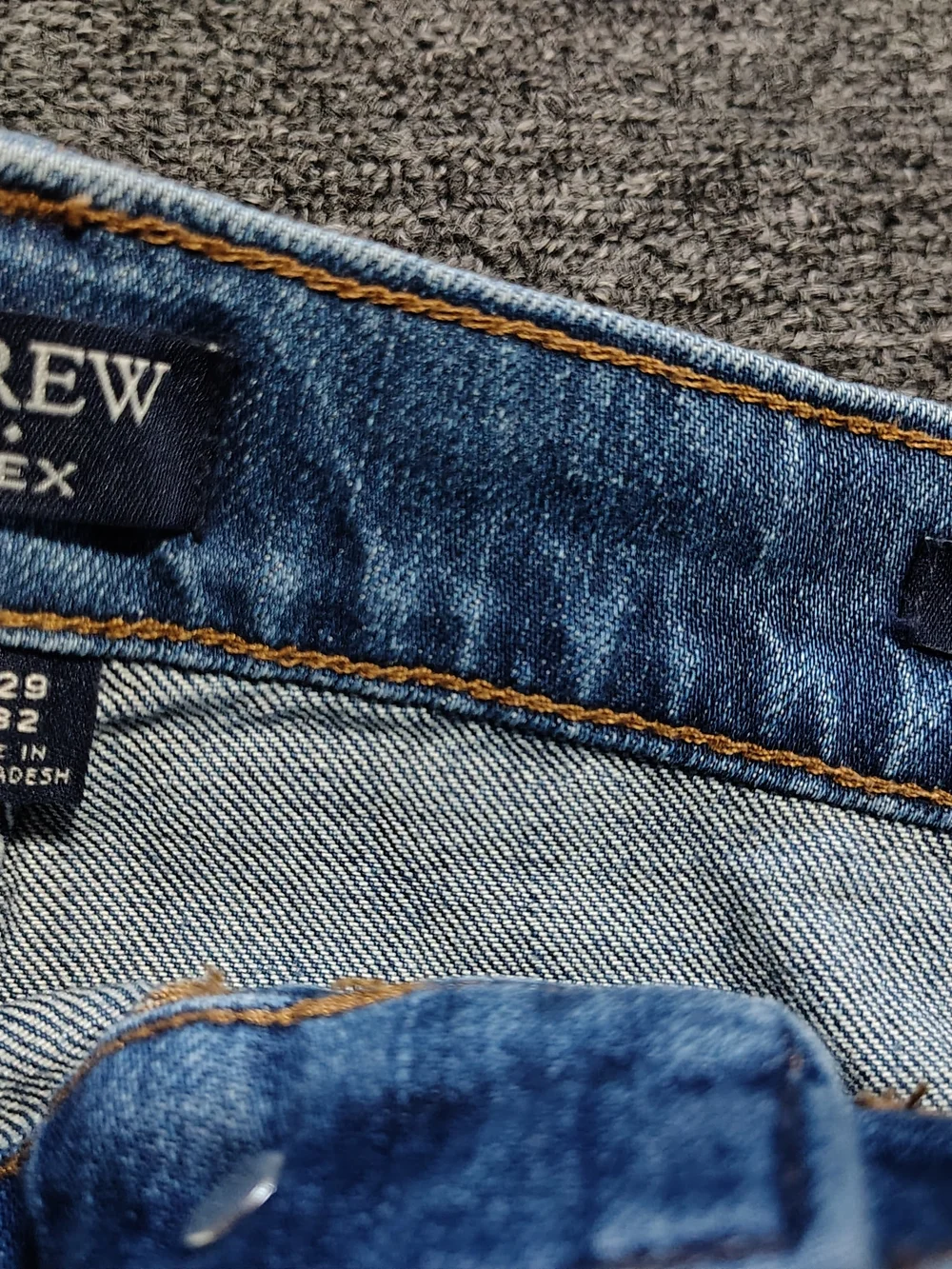 J. Crew Men's Medium Blue Denim Jeans with Contrast Gold Stitching
